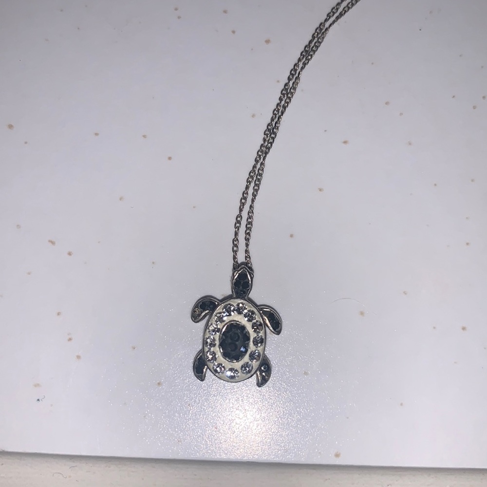 Black and white turtle necklace